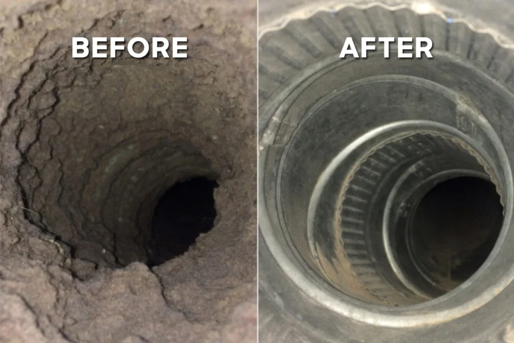 Dryer vent cleaning vancouver before and after photos by Right Choice Duct Cleaning Inc.